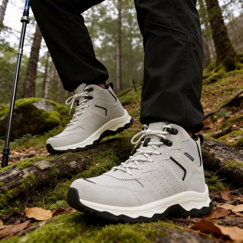Image of ANJOUFEMME Women's Waterproof Hiking Boots Lightweight Non-Slip Outdoor | Trekking, backpacking, camping, breathable & durable