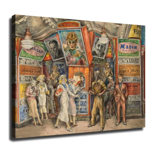 HD canvas print- Reginald Marsh artwork- Twenty Cent Movie poster wall art creative decoration suitable for living room office kitchen home decoration (12x16inch-Unframed)
