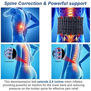 Goldmille Back Pain Belt Inflatable Lumbar Support for Lower Back Pain Relief Decompression Belt Spinal Traction Device, One Size Fits 29-49 Waist