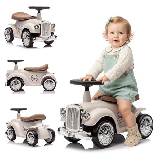 Porteur enfant 1 an style retro ivoire avec klaxon et sons