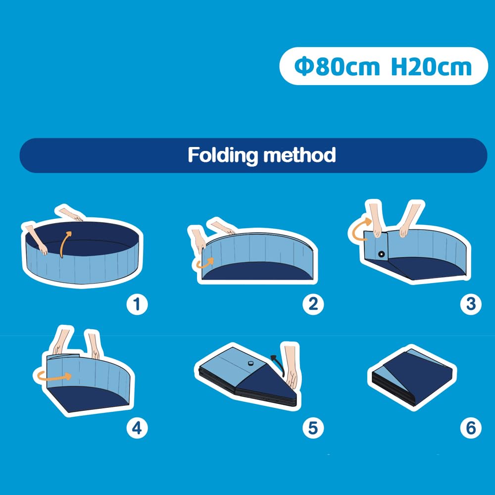 BPS Piscina Plegable para Mascotas Perros 80×20 cm Bañera Portátil de PVC Resistente con Drenaje Ideal para Mascotas BPS-15900