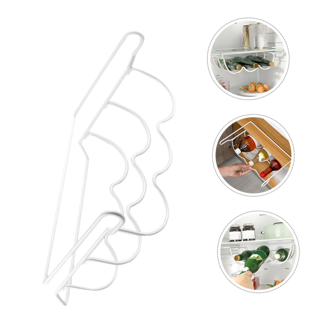 Pequeño Botellero de Hierro Blanco para Refrigerador, Cocina y Bebidas | Organizador de Botellas de Vino para Estante, Diseño Moderno Elegante, Acceso Fácil, Ahorro de Espacio