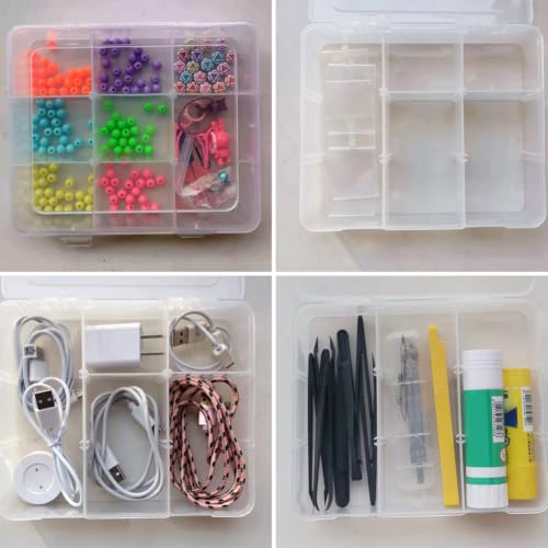 Image of Vidifor 9 Grids Plastic Storage Compartment Organizer Container with Adjustable Dividers for Crafts, Earrings, Screws, Nail, Bandages, Pins and More (1)