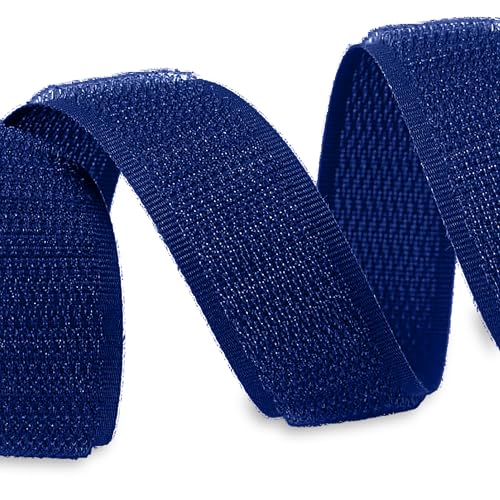 Image of 1 Inch x 5 Yd Navy Hook and Loop Non-Adhesive Interlocking Tape Thin Nylon Excellent Grip Heavy Duty Fastening Strips Fastener Roll for Bags Clothes Home Office School Car and Crafting Organization