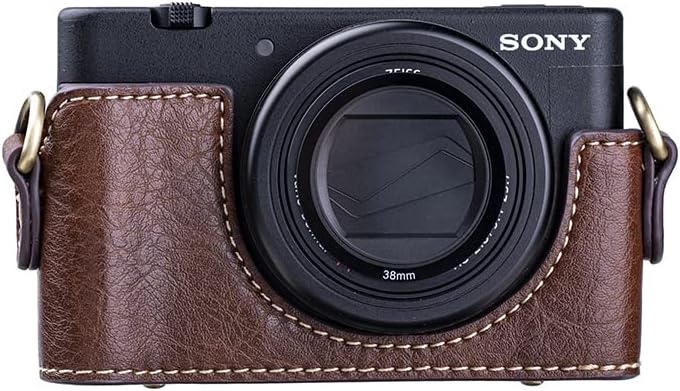 Miniatura 5 de Premium PU cuero FullBody cámara caso bolsa cubierta para Sony ZV-1 ZV1 con correa para el cuello (marrón)