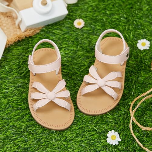 Image of Felix & Flora Toddler Girl Sandals - Flower Girl Dress Shoes Open Toe Little Kid Flats