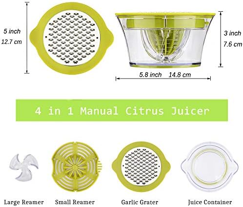 Lemon Orange Citrus Squeezer, Manual Lemon Orange Citrus Lime Juicer, Multifunctional Orange Lemon Lime Press with 2 Reamers & Measuring Container