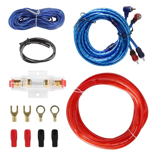 LALAGO Kfz Verstärker Kabelsatz Anschluss Set 10GA Endstufe Kabel Set 1500w Subwoofer Kabel Car Audio Wire 4 5 m für Car Audio Endstufen