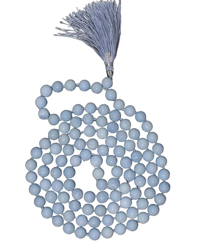 Opale bleue AAA collier Mala d'exception pour une méditation profonde