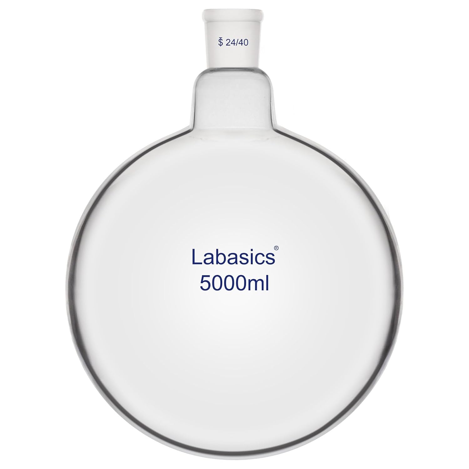 Labasics Glass 5000ml Single Neck One Neck Round Bottom Flask RBF, with 24/40 Standard Taper Outer Joint, 5000ml