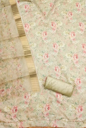 Image of Pandadi Saree Women's Organza with Handwork Embellishments Unstitched Salwar Suit Dress Material