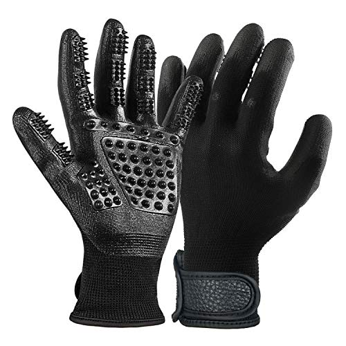 WUKONG99 Heimtierbedarf 2Stk. Profi Fellpflege-Handschuh Haustier Massagehandschuh für Pferde Hunde Katzen Entspannte Fellpflege Striegel Bürsten Pflegenbürste Fellwechsel Pferdebürste Putzhandschuhe Cover