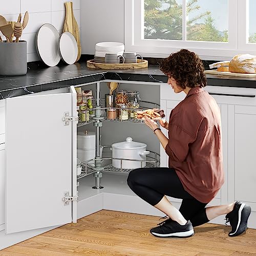 Yitahome MAYIH3HGMN 28-Inch Kidney Chrome Pie Cut 2-Shelf Lazy Susan Corner Organizer thumb #2
