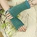 Produktbild Frauen-Handschuhe Winter-warme gestrickte halbe Finger-Wollhandschuhe Handschuhe, Grillhandschuhe, Arbeitshandschuhe, (Color : Deep green, Size : One size)