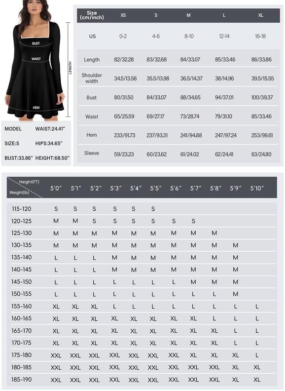 ADEWEL Women's Square Neck Ruffle Hem Mini Dress Long Sleeve A Line Pleated Dress for Women Corset Short Party Dresses - Image 7