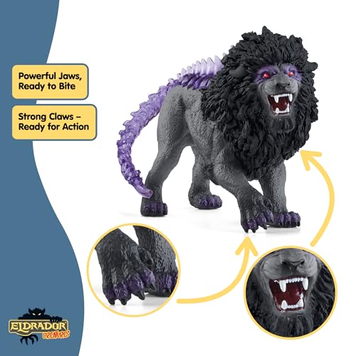 Image of Schleich Eldrador Creatures - Mythical Shadow Lion Action Figure - Highly Detailed and Realistic Figurine Toy with Transparent Tail for Boys and Girls - Kids Ages 7+