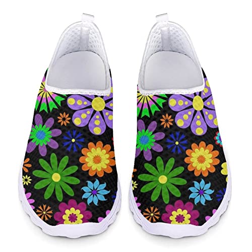 POLERO Zapatos Florales Hippie para Mujer, Bonitos Zapatos Slip-On de Colores, Zapatos Casual Corredores Planos, EU42 POLERO Zapatos Florales Hippie para Mujer, Bonitos Zapatos Slip-On de Colores, Zapatos Casual Corredores Planos, EU42