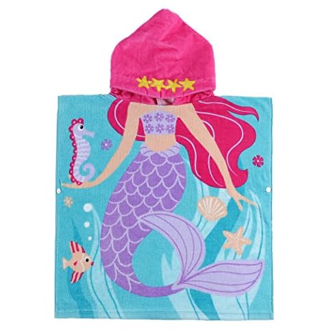 PERYOUN Child 100% Cotton Hooded Towel 24 x 48 inches (Mermaid) Cover
