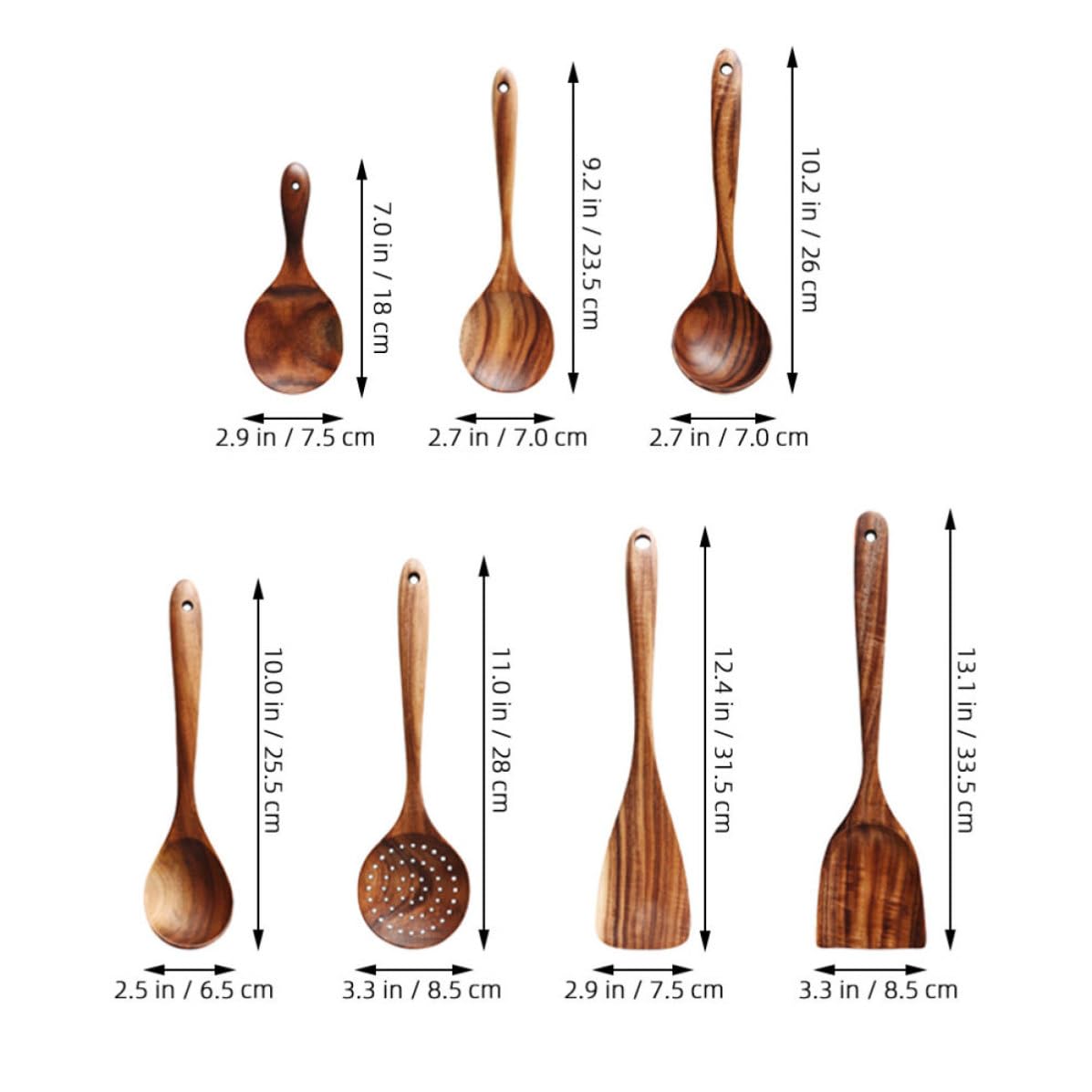 Set di Cucchiai in Legno per Cucina con Manico Comodo, Utensili Pratici ed Eleganti, per Servire e Preparare Piatti con Design Minimalista