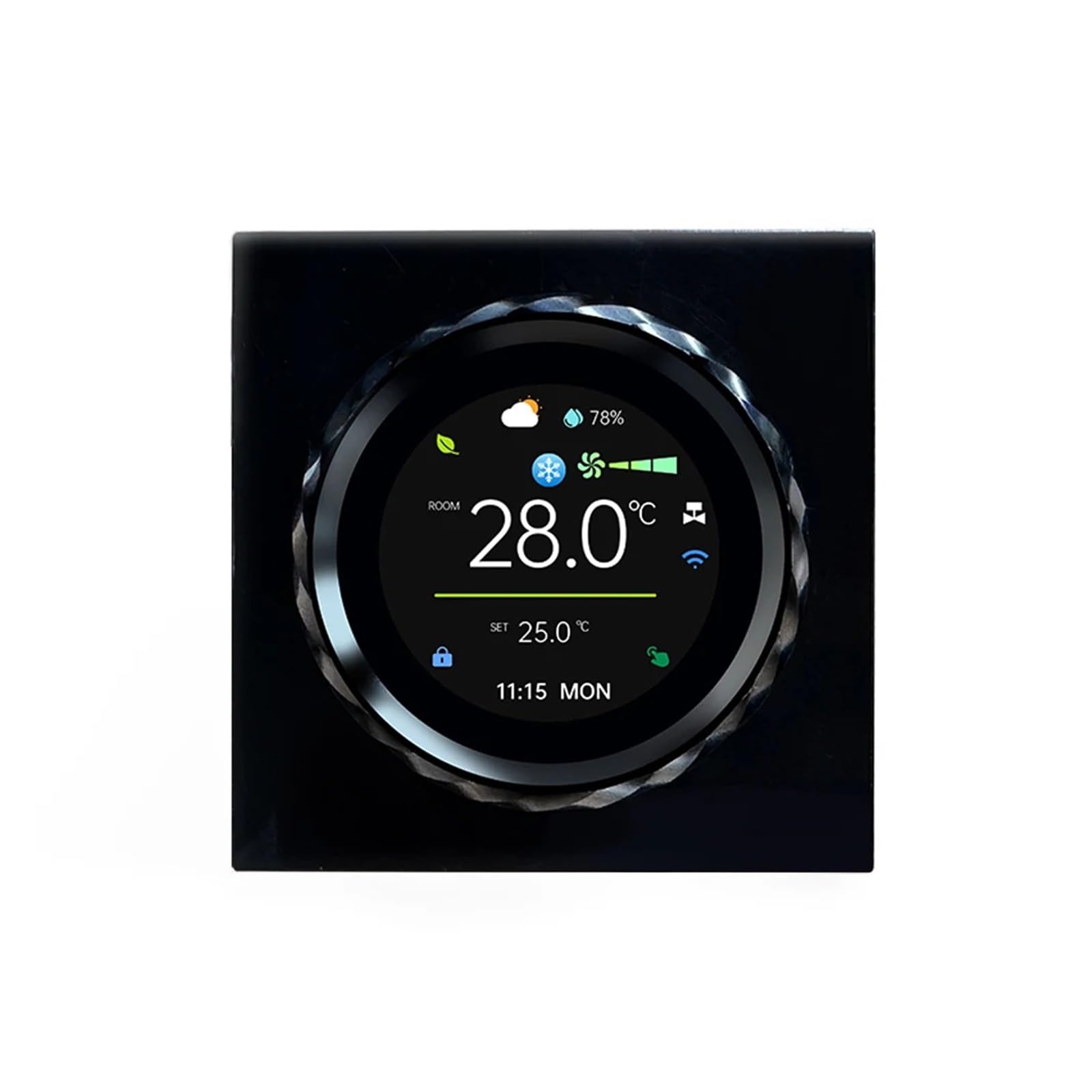 2025 Tuya WiFi Thermostat Air Conditioner Temperature Humidity Controller LCD Knob App Voice Temperature Control(Black)
