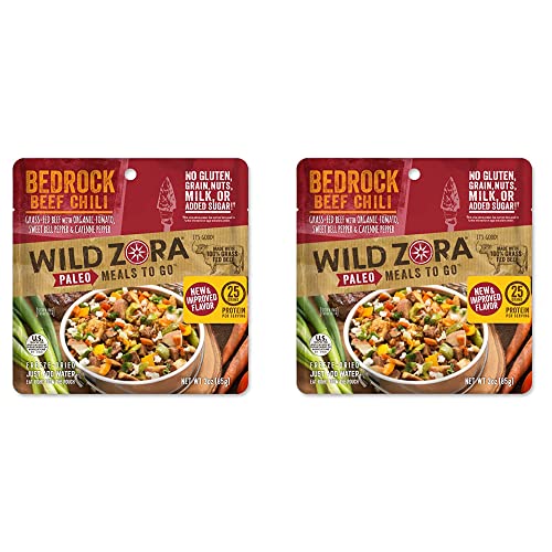 Image of Wild Zora Paleo Freeze Dried Meals for Backpacking & Camping - Healthy Gluten Free & Grain Free Camping Meals /Backpacking Food + No Added Sugar - Great for Travel (Bedrock Beef Chili 2-pack)