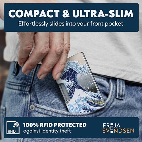 Image of Slim RFID Blocking Card Holder & Money Clip - Aluminum Wallet for Men & Women - Front Pocket Metal Minimalist Wallet Holds 15 Cards - Credit Card Holder - Durable, Lightweight, Unique Engraved Design