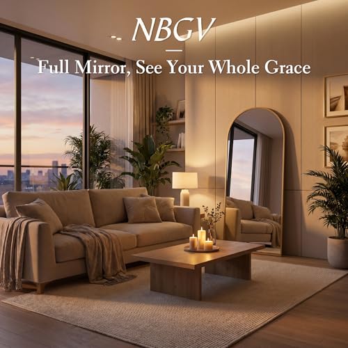 Image of 58 inchx19 inch Floor Mirror Full Length, Arched Full Length Mirror with Stand, Full Body Mirrors for Bedroom Living Room or Cloakroom Gold