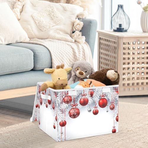 Panier de Noël pliable rouge Mnsruu grand volume avec couvercle - 6