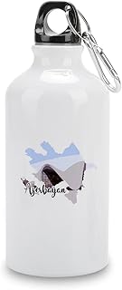 Yelolyio Botella de agua deportiva de acero inoxidable con diseño de mapa de Azerbaiyán, con cierre de mosquetón, color blanco