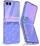 Btscase for Samsung Galaxy Z Flip 7 Case,Built in Front Screen Protector,Gold Glitter Marble Pattern Hard PC Slim Shockproof Full Body Drop Protective Case for Galaxy Z Flip 7 5G (2025), Clear Glitter