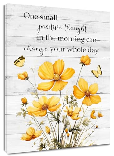 HVEST Yellow Wildflower Canvas Wall Art for Living Room Flower