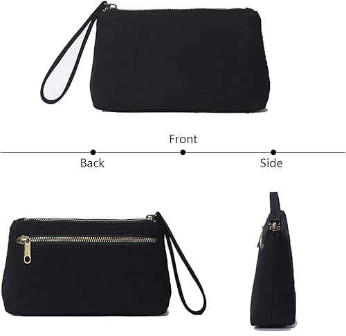 Vista 6 de Bolsa de nailon para pulseras de maquillaje, bolsa de pulseras impermeables con bolsillo con cremallera, bolsa para tarjetas de crédito