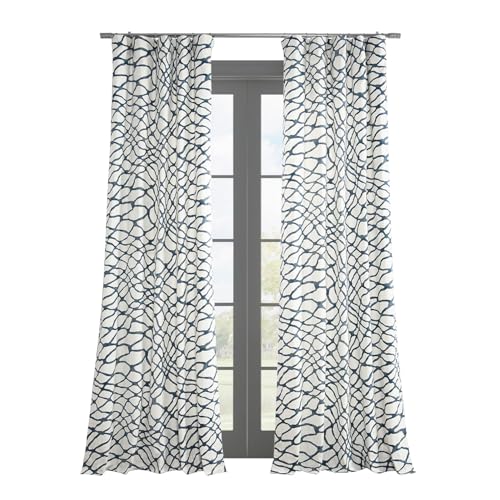 Image of PRTW-D50C-96 Ellis Printed Cotton Twill Curtain, Blue, 50 x 96, (1 Panel)