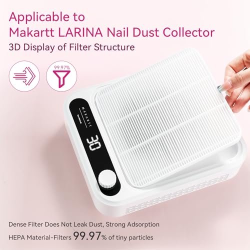 Image of Makartt Nail Dust Collector Filter - Replacement Filter Reusable Dust Filter For Larina Nail Dust Collector Vacuum Fan Dust Nail Tool Attach 99% of Nail Dust Easy to Clean 2 Pack White