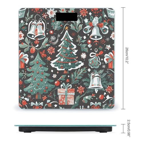 Báscula digital de baño con campanas navideñas y pantalla LED miniatura 2