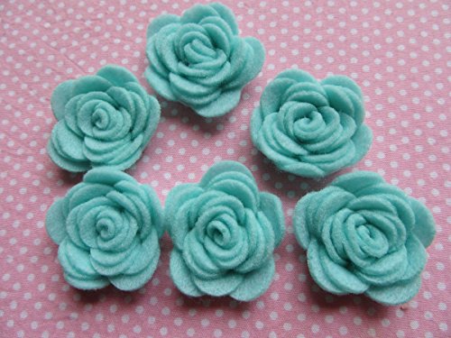 Image of YYCRAFT Pack of 20PCS Felt Rose 1.5 inch 4D Flower Applique /Bow-Mint