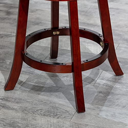Dty Indoor Living Meeker X Back Fabric Swivel Stool, 30” Bar Height, Cherry Finish, Charcoal Fabric Seat #TOP6