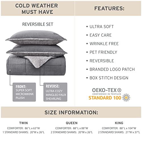 Image of Eddie Bauer - Queen Comforter Set, Microsuede Bedding with Soft Sherpa Reverse, 3 Piece Bed Set with Matching Pillowcases (Sherwood Brown)