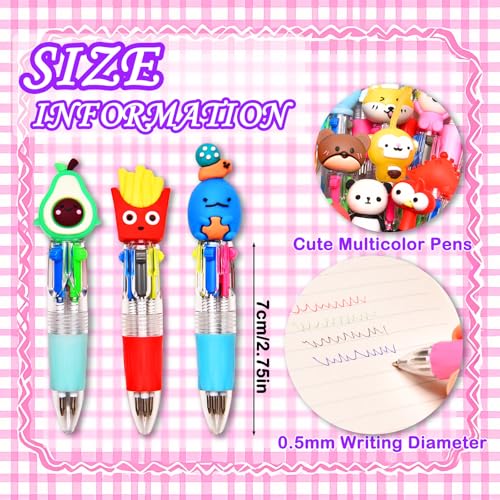 BIMORITA 60Pcs Mini Multicolor Pens in One 4-in-1, Cute Pens Bulk for Party Favors, Back To School Gifts Delightful Ballpoint Pen Classroom Prizes