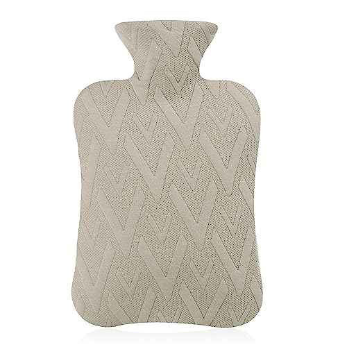 samply Hot Water Bottle with Cover, 2L Hot Water Bag for Hot and Cold Compress, Hand Feet Warmer, Neck and Shoulder Pain Relief, Grey
