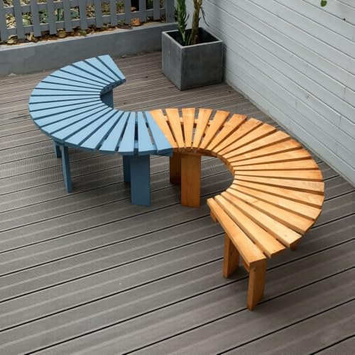 Bancos de jardín para patio exterior y taburete de ocio semicircular blanco 2