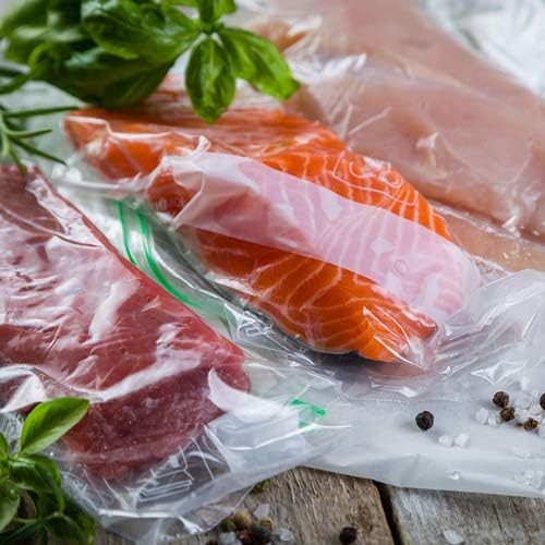 Vacuum-sealed salmon fillets.