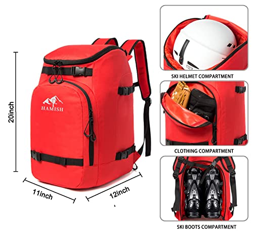 Hamish Ski Boot Bag,50L Waterproof Ski Boots Bag Backpack,Snowboard Travel Lightweight Ski Bag Backpack For Ski Helmet, Goggles, Gloves, Skis, Snowboard & Accessories #TOP1