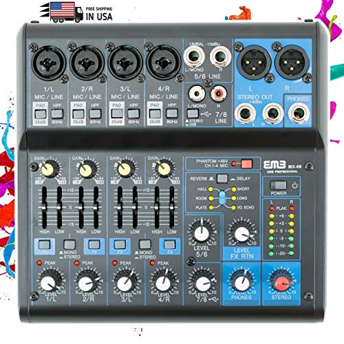 EMB Pro MX08 8-Channel Mixer with DSP & +48V Phantom Power