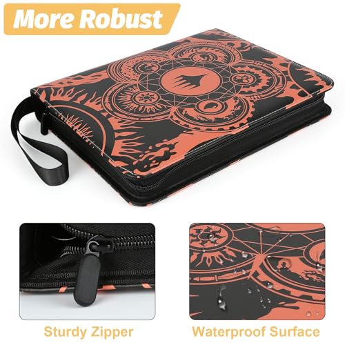 Image of Trading Card Binder,9-Pocket Binder for Trading Cards Holds 720 Cards,Premium Collector Card Album for Standard Cards,Card Collection Folder for MTG,TCG,Yugioh,Game Cards (A-orange)