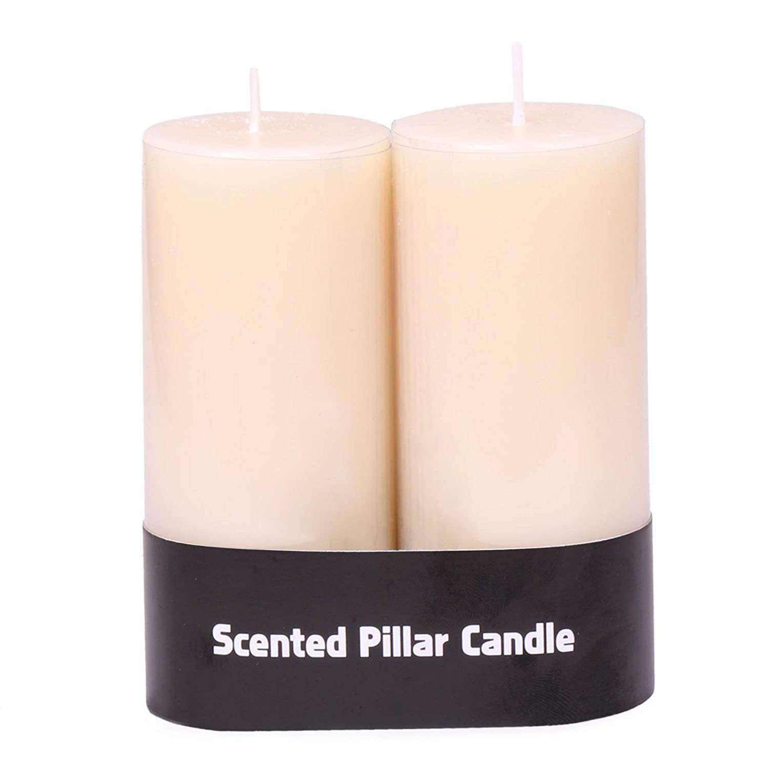 KVM Enterprise Smokeless Scented Mini Pillar Candle Set | Scented Pillar Candle for Home Decoration and Celebrations | Burning Time 13hr-14hr | Pack of 2 Mini Pillar Candles (Jasmine)