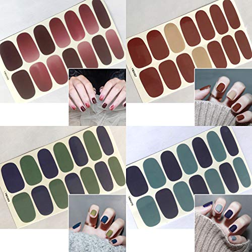 Wokoto 20 Sheets Solid Color Nail Art Polish Wraps Stickers Strips Set With 1Pc Nail File Self-Adhesive Adhesive Nail Decals Manicure Tips #TOP7