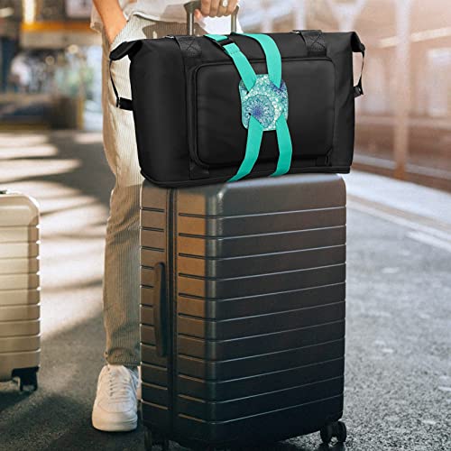 Luggage Strap, Finpac Bag Bungee Suitcase Adjustable Elastic Strap Belt Travel Accessories With Anti-Pinch Buckle, Easy To Travel, Long Use Life (Emerald Illusions) #TOP6