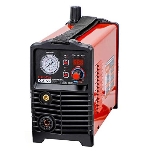 CNC Plasma Cutter, HeroCut55i Dual Voltage 120/240v Non-HF Blowback Pilot Arc Non-Touch IGBT Digital Inverter Air Plasma Cutting Machine 50Amps 16mm Clean Cut, Max Severance Cut 25mm