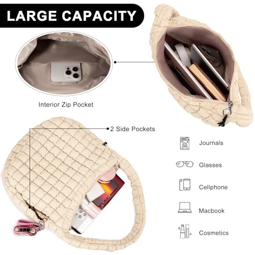 Image of GASSDA Puffer Tote Bag for Women Large Quilted Puffy Lightweight Carryall Crossbody Tote Bag for Women